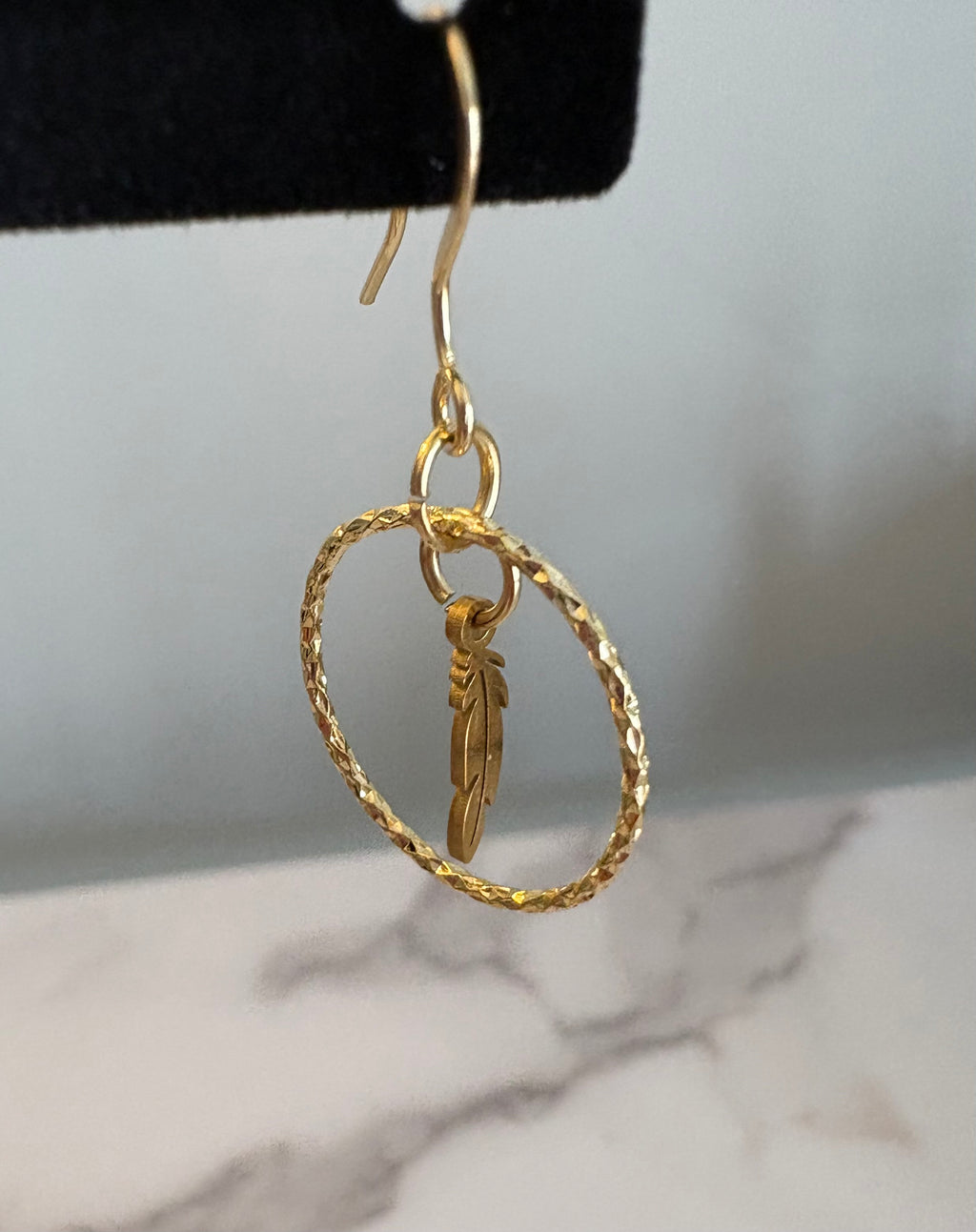 Gold Feather Hoop Earrings