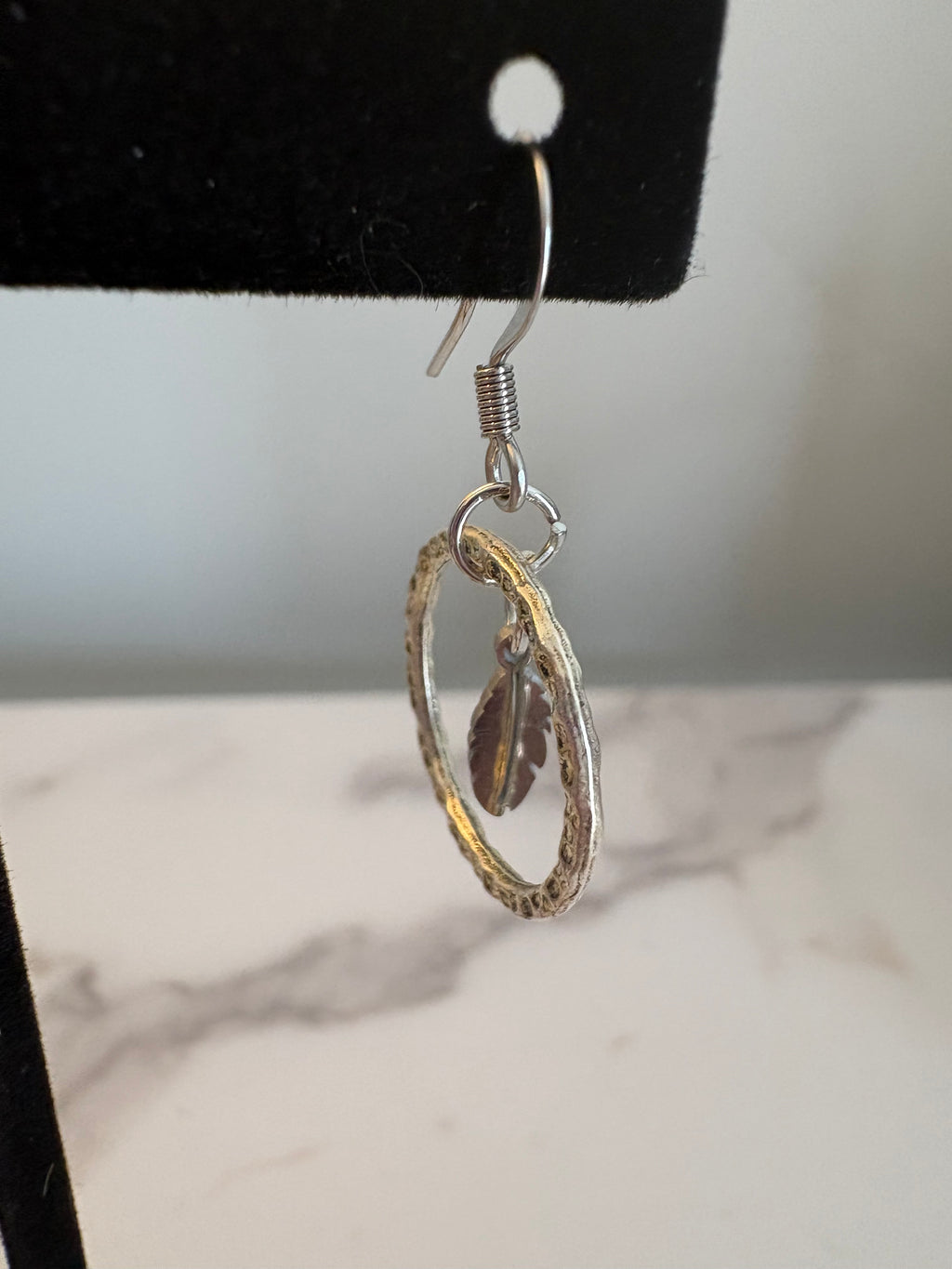 Silver Feather Hoop Earrings
