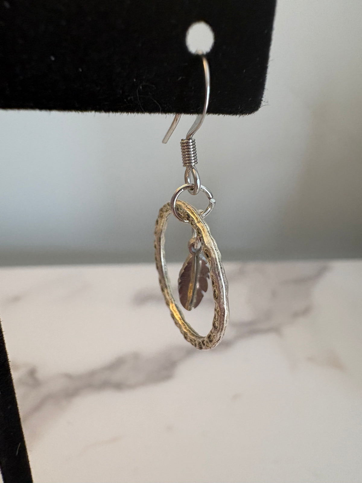 Silver Feather Hoop Earrings