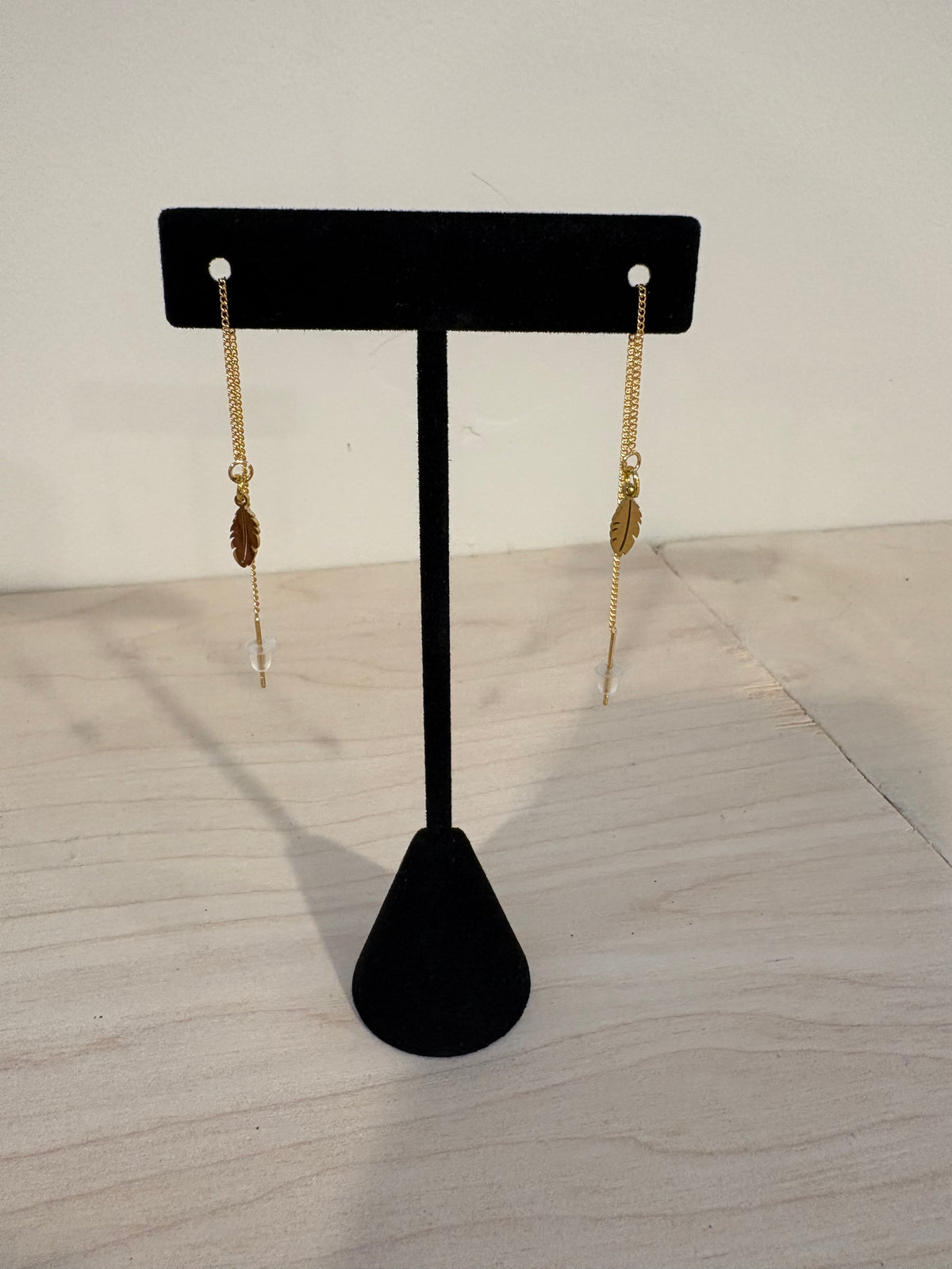 Feather thread earrings