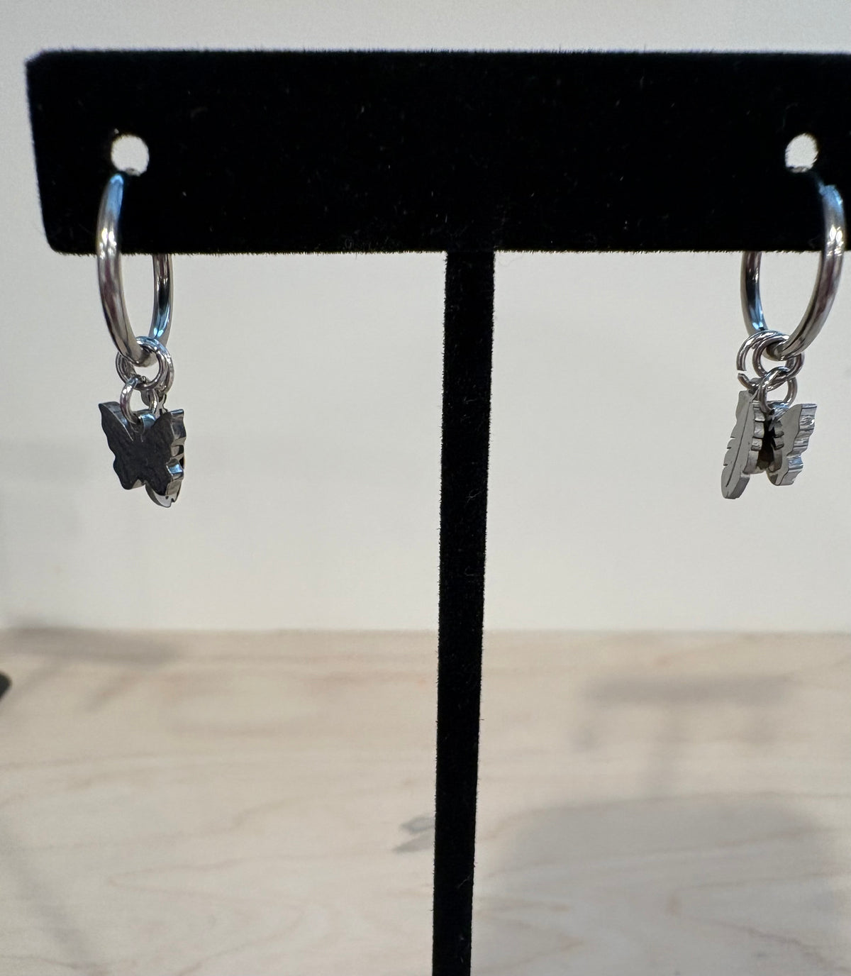 Silver Butterfly/feather earrings