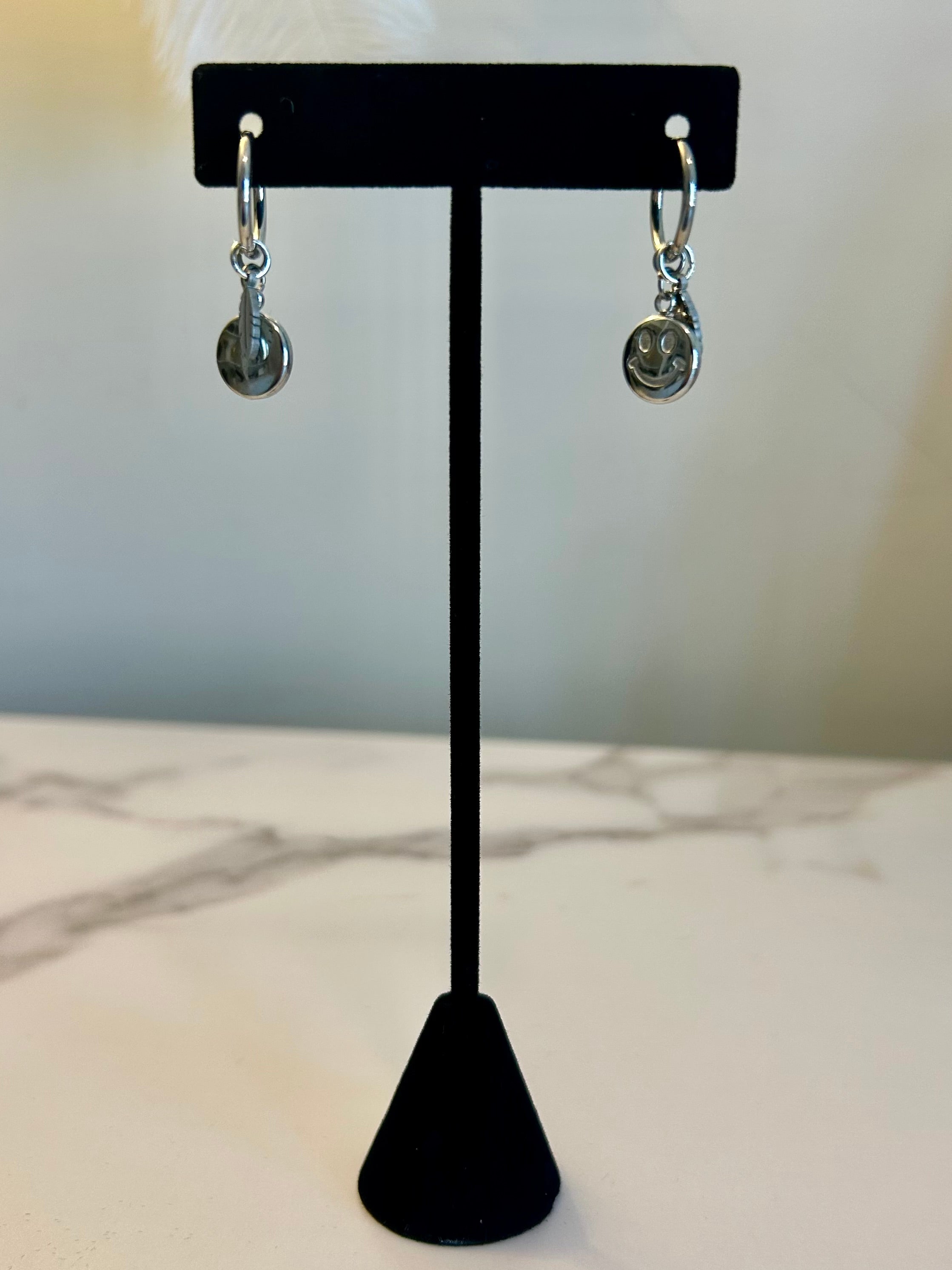 Silver Smiley Earrings