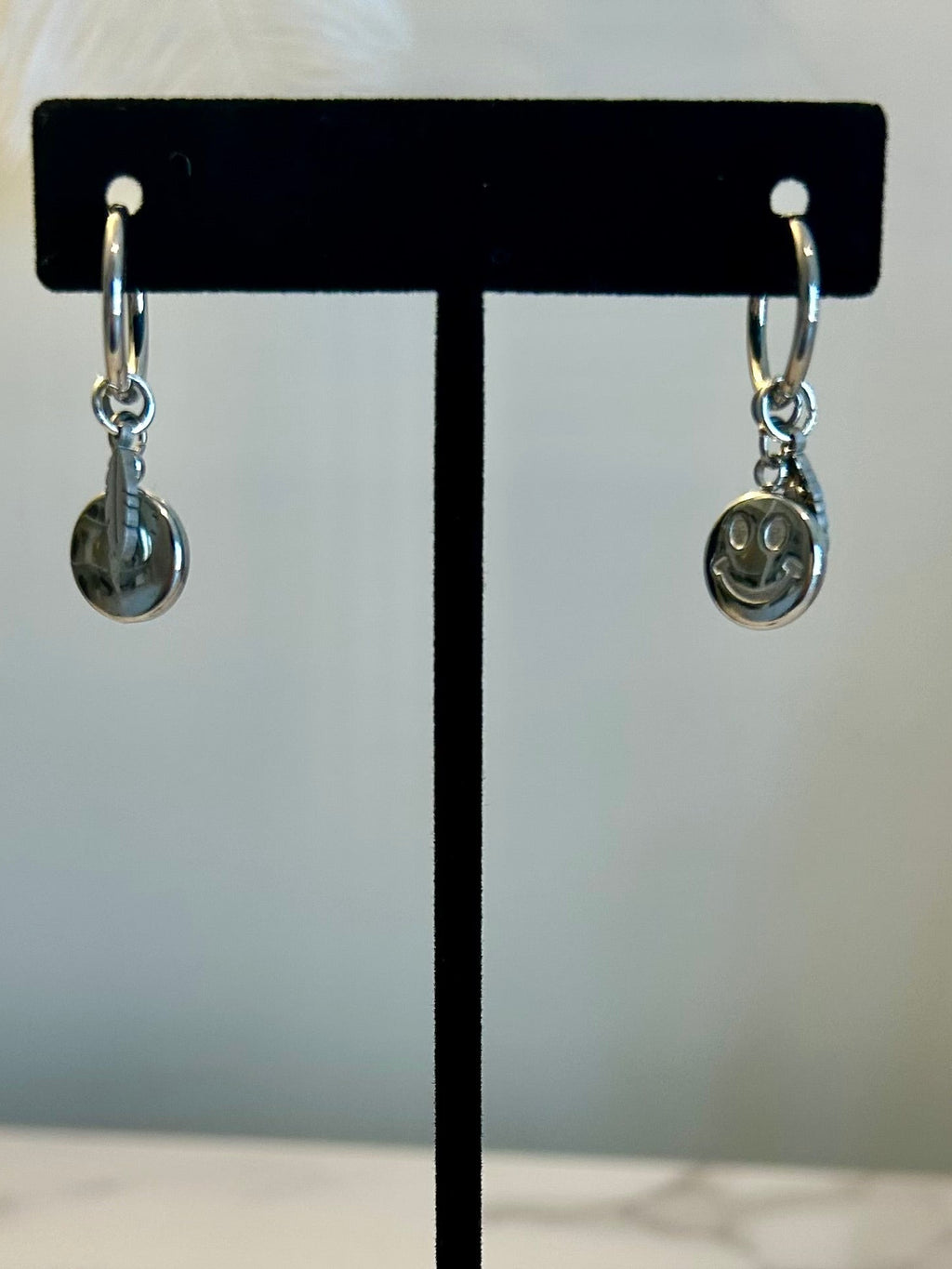Silver Smiley Earrings