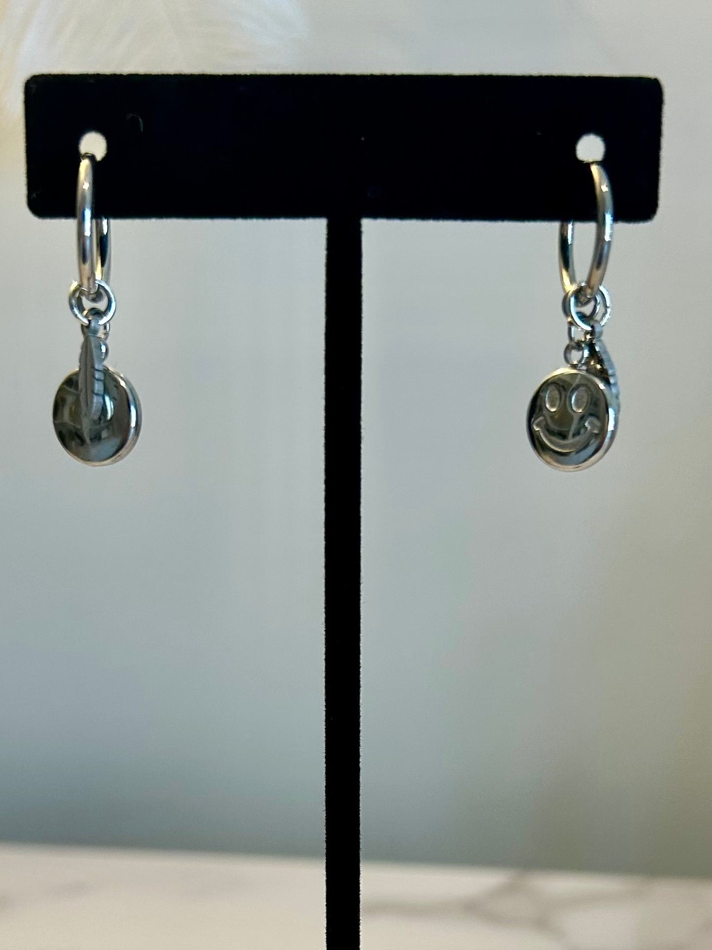 Silver Smiley Earrings